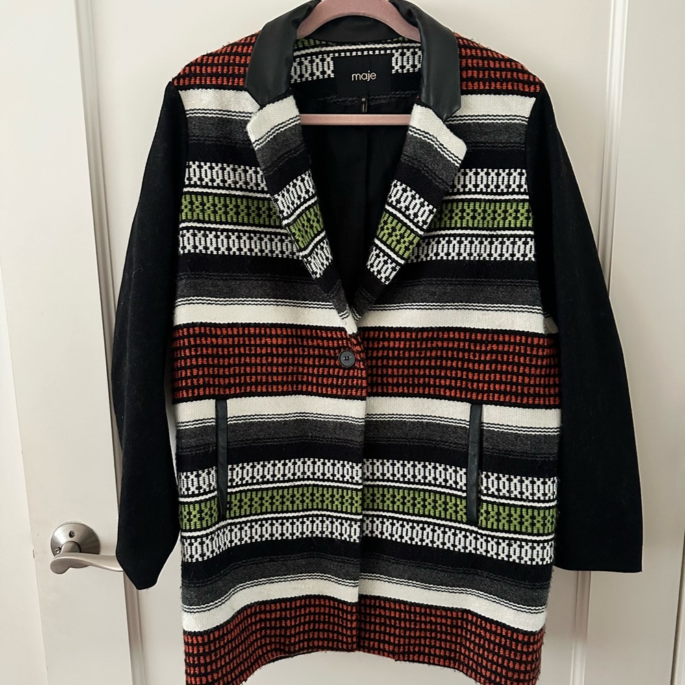 Maje Colorful Knit Jacket with Black and White